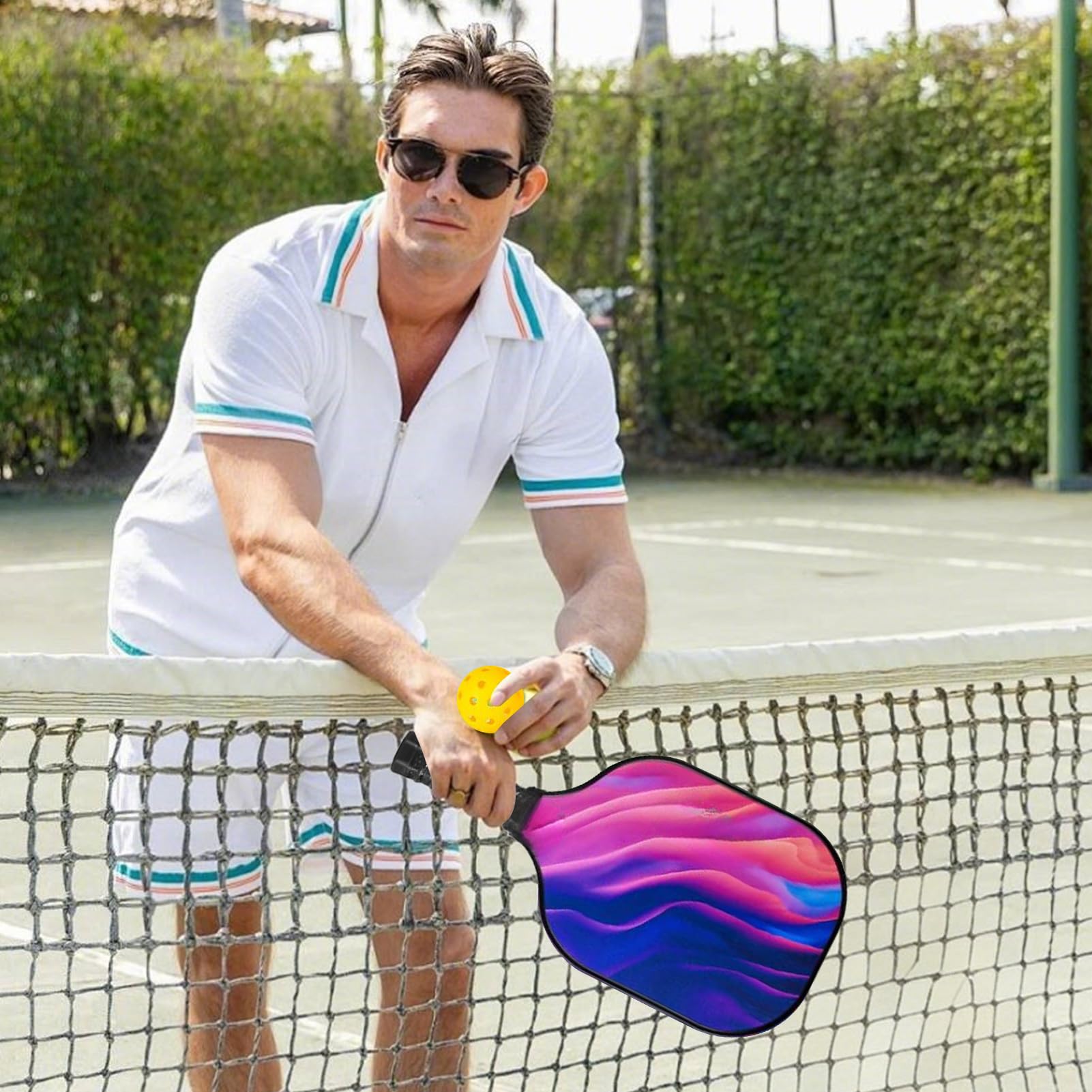 Paleta De Pickleball,Juego de 4 Paletas de Fibra de Vidrio | Palas Ergonómicas Ligeras de Fibra de Vidrio para Deporte en Casa Exterior Interior Ejercicio para Niños Niñas Hombres Mujeres