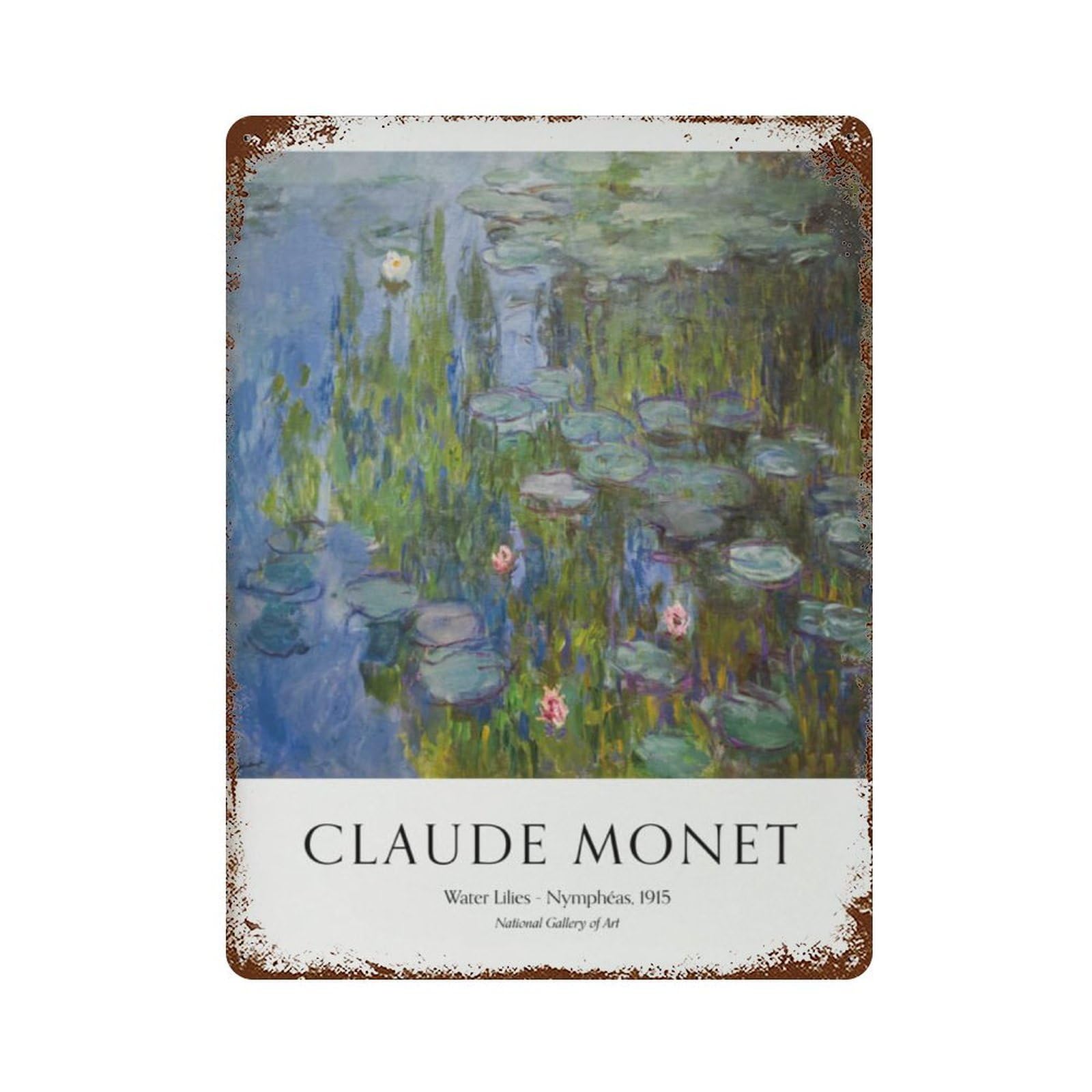 xiaoxiaoshen Monet Water Lilies Impressionist Nymphéas Painting Wall Decor Art Metal Tin Poster Modern Home Decor Art Home Bar Shop Decorations Vintage Sign 40x30cm