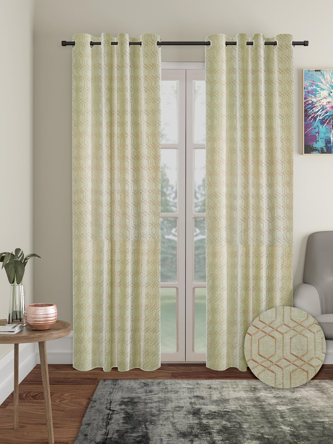 Cortina Knitting Foil Curtains | 160 GSM | Long Door - 9 Feet | Pack of 2 | Bedroom Living Room Kids Room | Plain Long Door Curtain | Green (B0CYM134NS) Amazon Price History, Amazon Price Tracker
