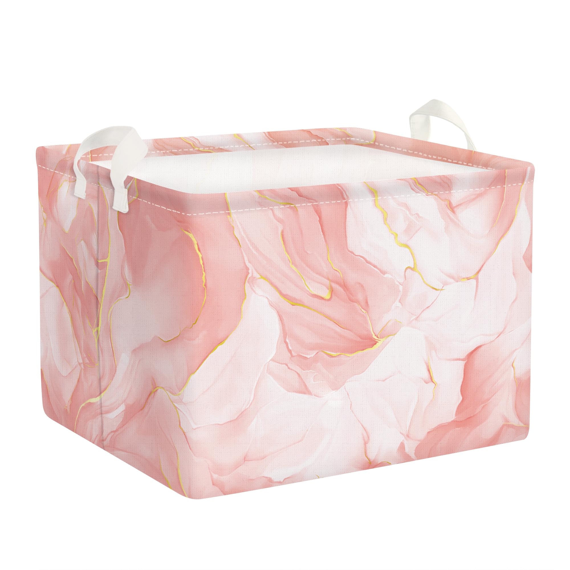 Clastyle Ceste Biancheria Donna Marmo Cestino Giocattoli Vestiti Impermeabile per Ragazza Cestino Portaoggetti per Bagno Cameretta Bucato, Rosa, 40x30x30 cm