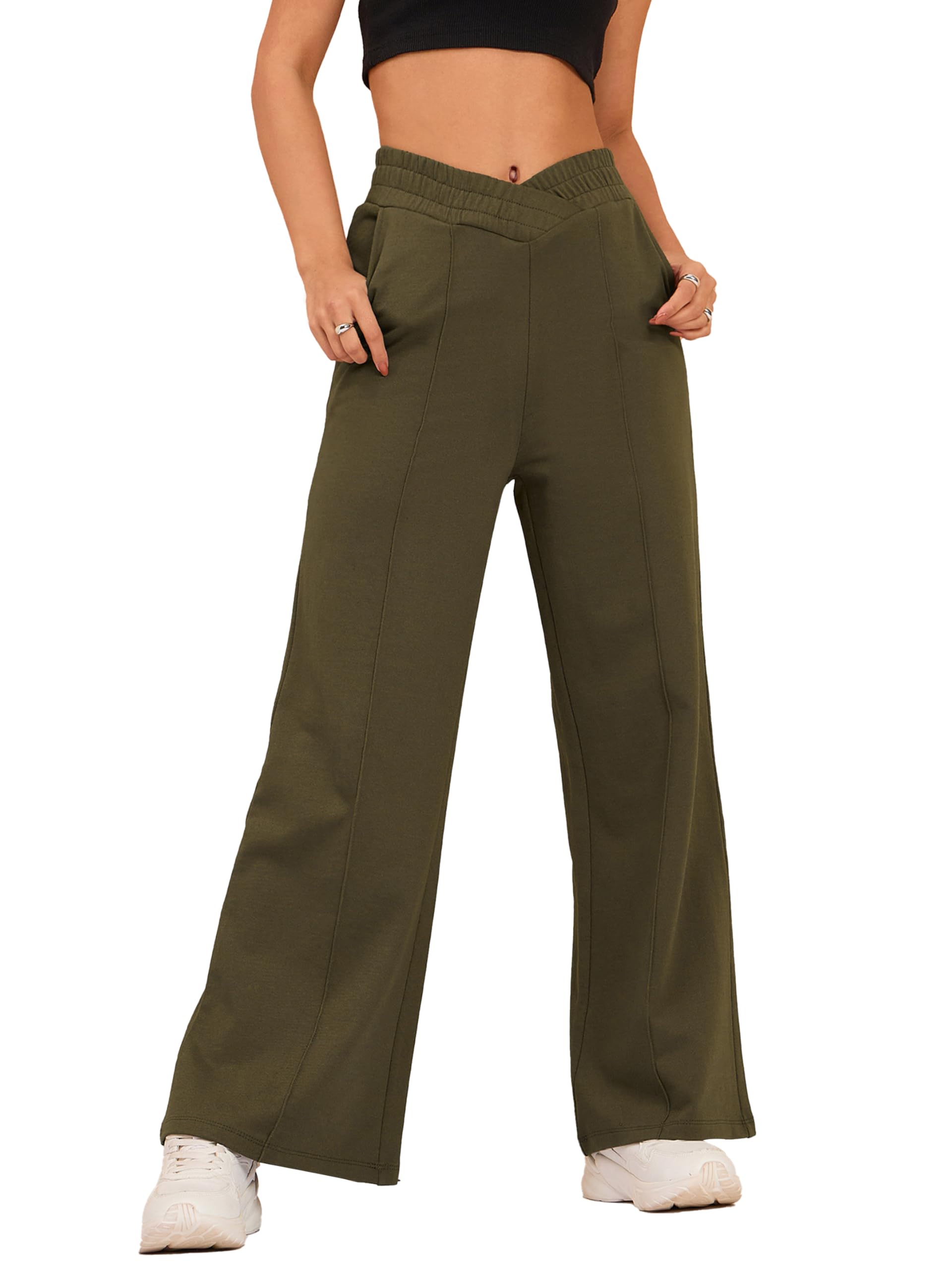 barcino Black Terry V-Shape Waistband Track Pants-picture-40