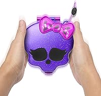 Vista 4 de Polly Pocket Monster High Conjunto de juego con 3 muñecas micro y 10 accesorios, se abre a la escuela secundaria, juguete de viaje coleccionable