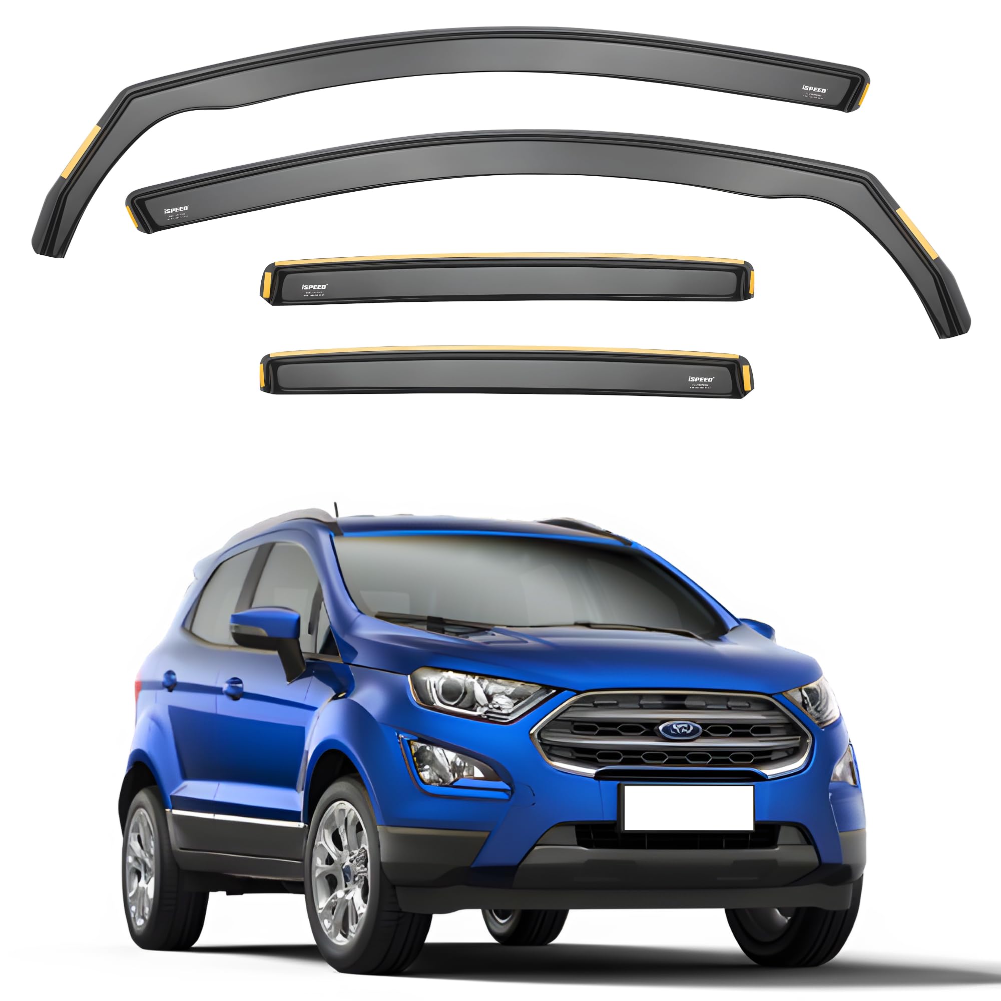 ISPEED Wind Deflectors Compatible with FORD ECOSPORT mk2 5-door SUV 2013-up 4-pc Tinted Wind Deflectors/Sun Visors/Rain Shield/Wind Shield