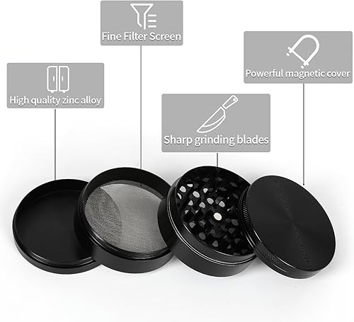 Miniatura 3 de Sumye Molinillo de especias de mano, aleación de zinc de 2,5 pulgadas, color negro