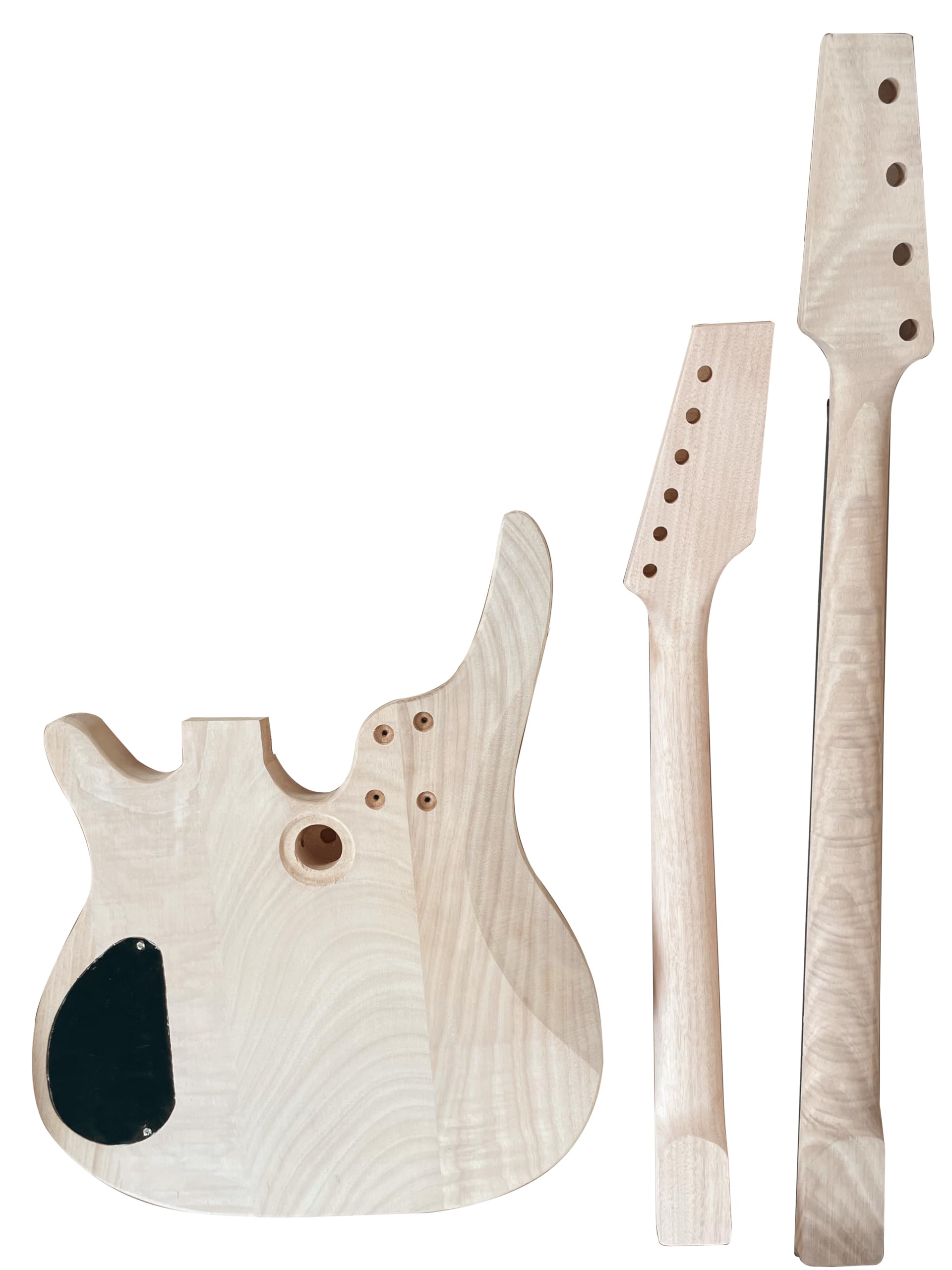 Electric Guitar and Bass Double Neck Kit 6 String and 4 String Guitar Kits Right Handed with Mahogany Body Mahogany Neck Rosewood Fingerboard Build Your Own Guitar and Bass.