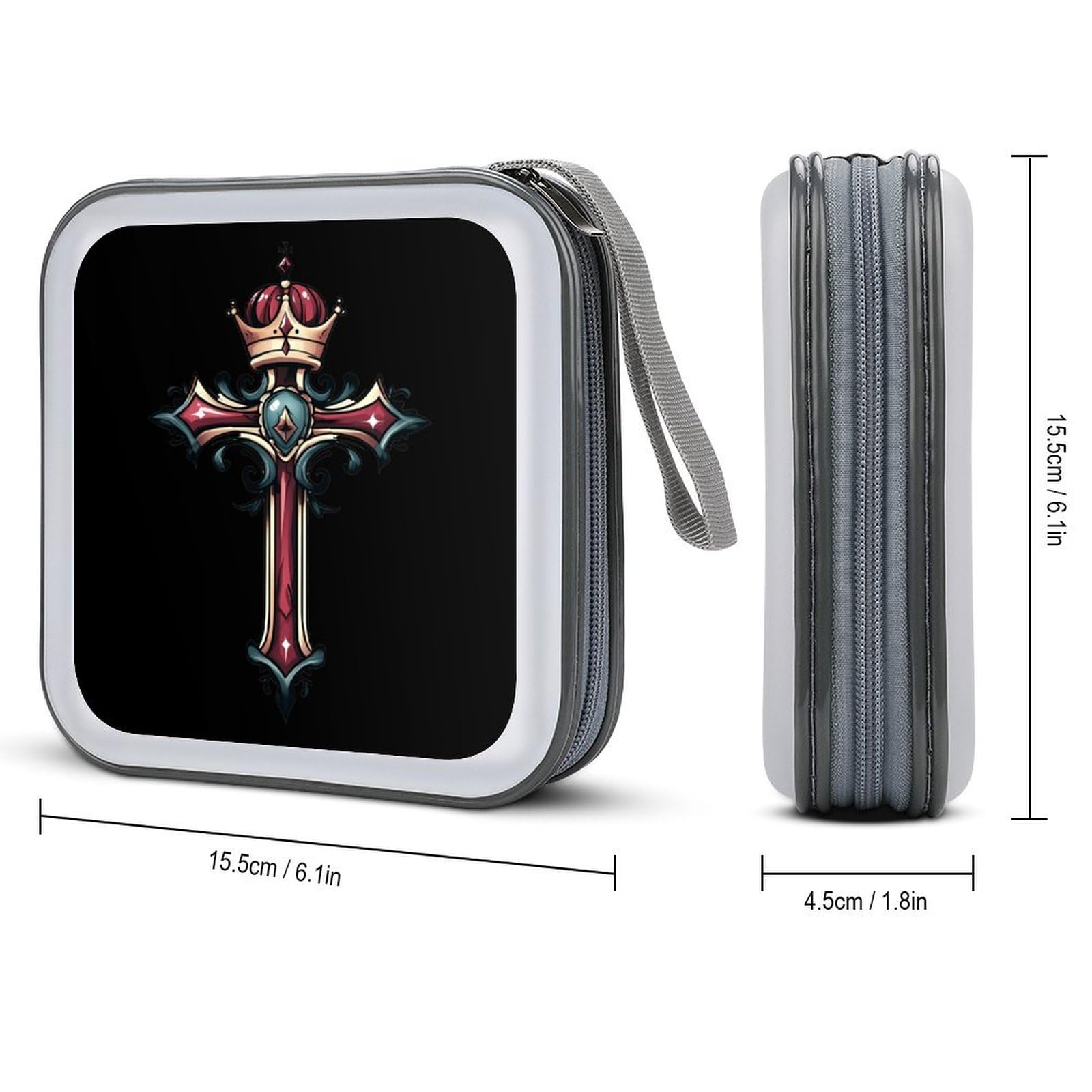 Crrown And Cross CD Case Portable DVD Holder Storage Organizer for Home Travel