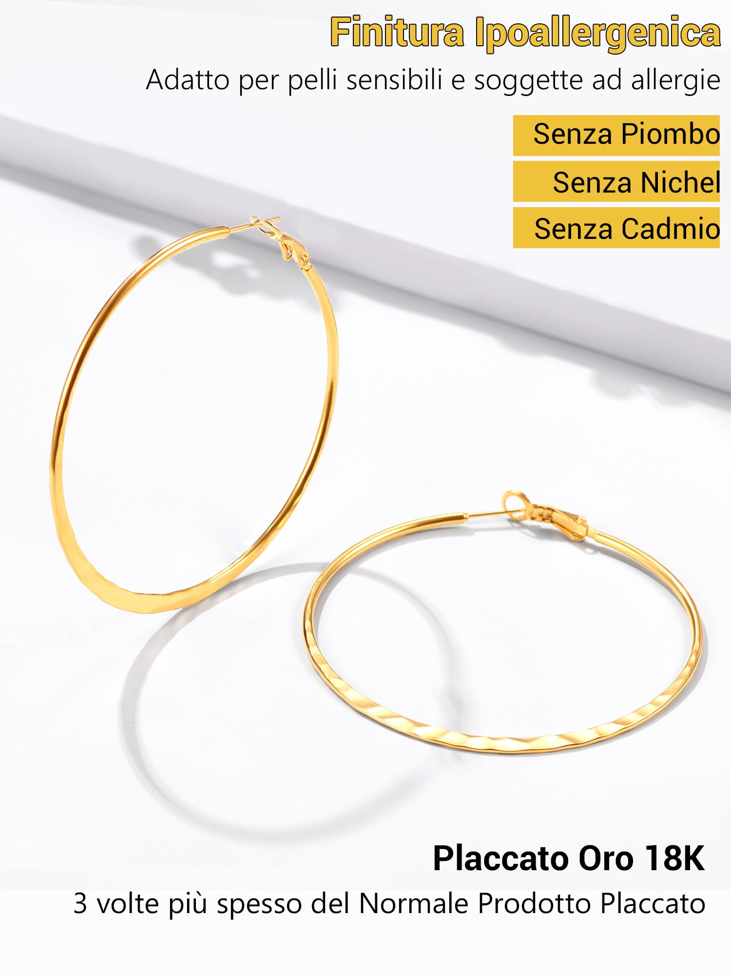 PROSTEEL Orecchini a Cerchio Acciaio Inossidabile 30/40/60/80mm Argento/Nero/Oro Placcato