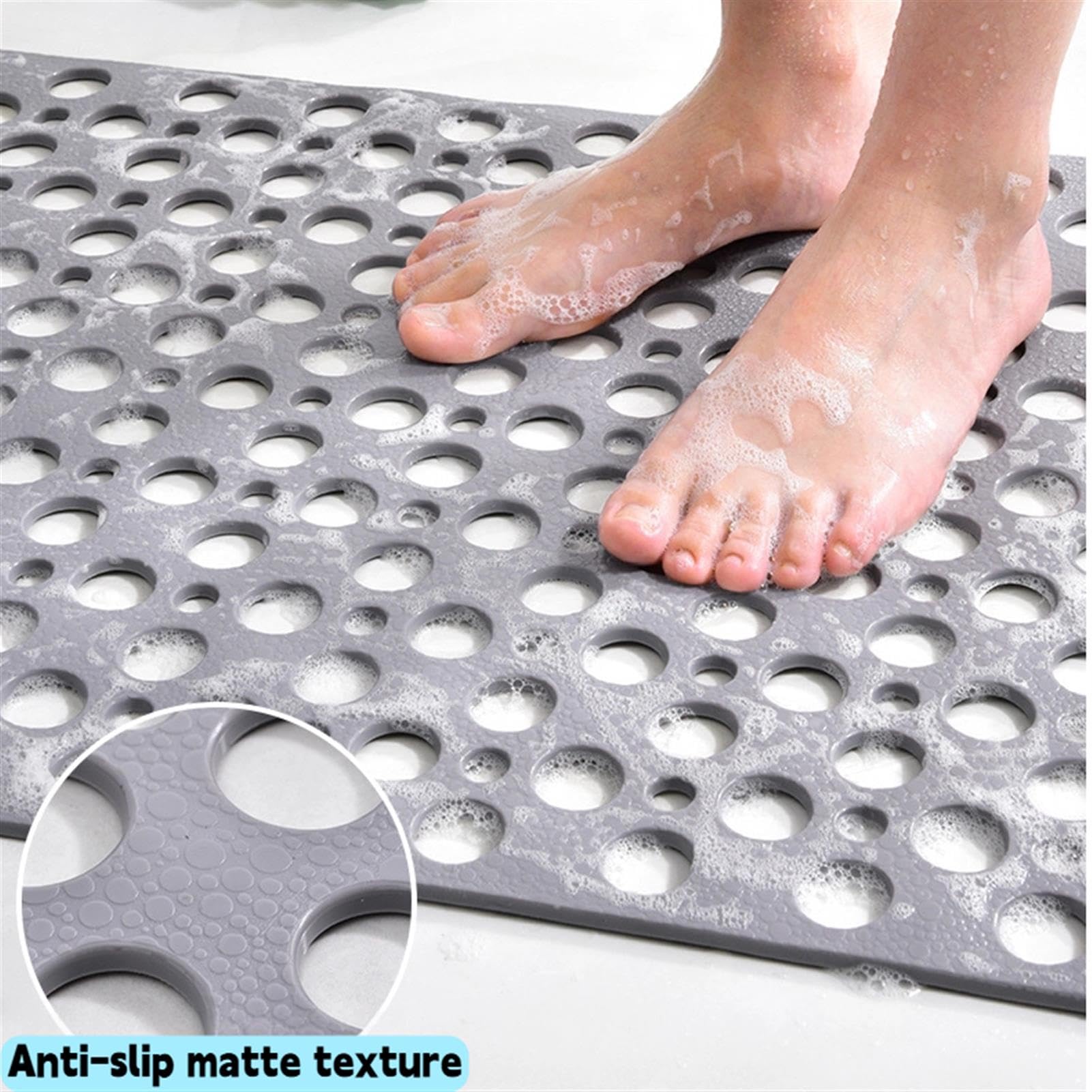 Alfombrilla Antideslizante BañEra y Ducha con Ventosas, Drenaje Secado RáPido, Alfombrilla BañO Suave y CóModa para BañEra, Suelo, Azulejos, Seguro Personas Mayores