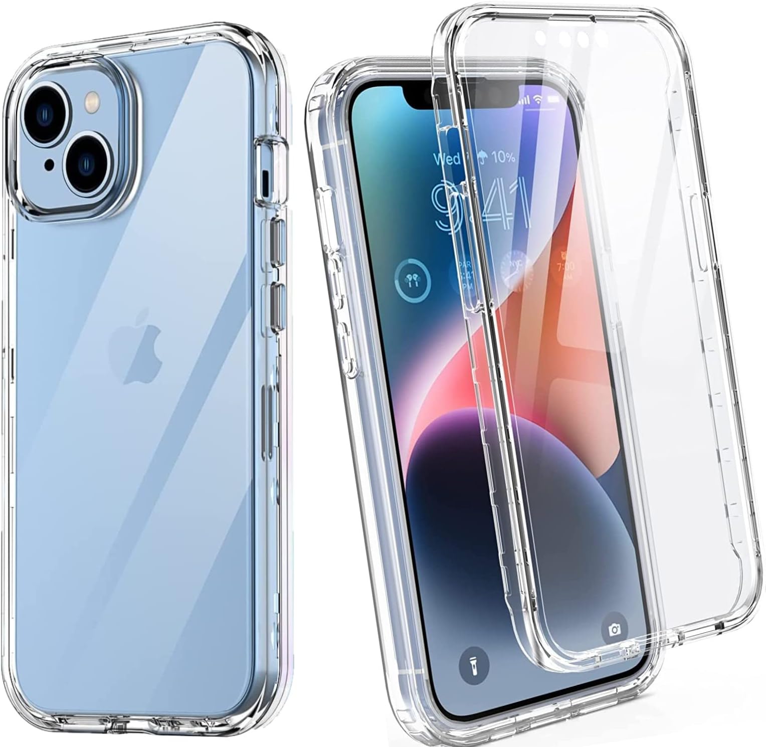 For iPhone 14 / iPhone 13 Case Crystal Clear Slim Fit Front & Back 360° Case Built-in Screen Protector Transparent Full Body Silicone Gel Mobile Phone Cover for iPhone 14/13 [ 6.1inch ]