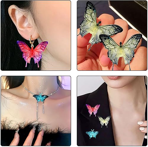 Miniatura 2 de Molde de resina epoxi de mariposa 3D, moldes de resina de silicona con forma de mariposa, aretes de mariposa, collar colgante, broche, llavero,
