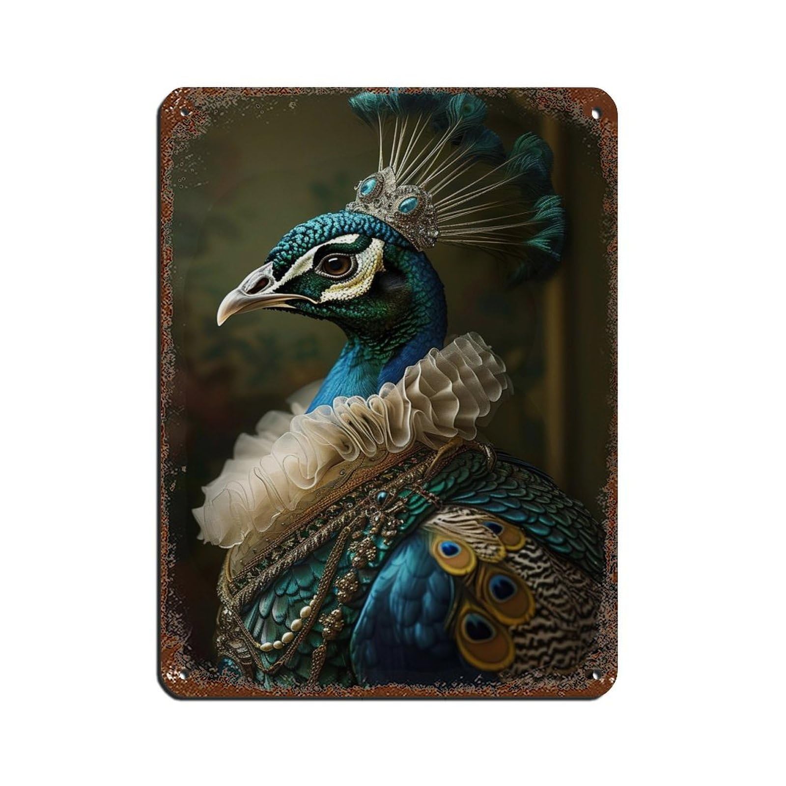 Vintage Peacock Queen Painting Poster Tin Sign Vintage Metal Pub Club Cafe Bar Home Wall Art Decoration Poster Retro 12x16inch(30x40cm)