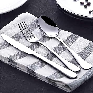 Terlulu Cutlery Set, 32 Piece Stainless Steel Flatware Set Including Knives Forks Spoons Teaspoons, Service for 8, Dishwasher Safe/Easy Clean, Mirror Polished