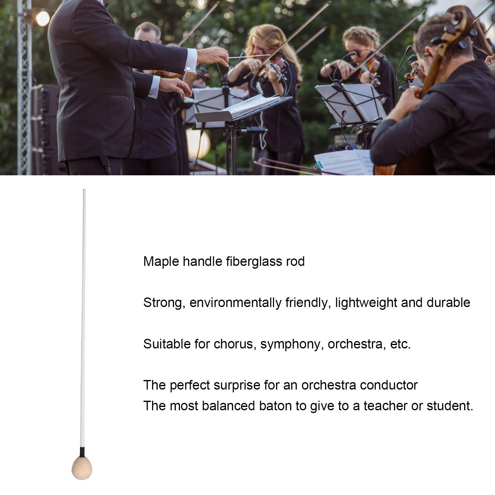 Bacchetta Per Direttore D'Orchestra 15.2 Pollici - Manico In Legno Padauk | Per Coro E Sinfonia - Foto 6