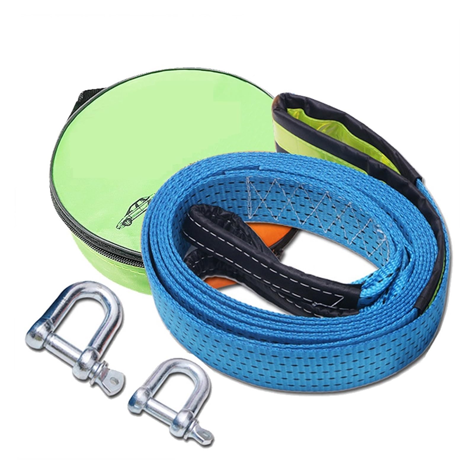 Cuerda de remolque Cinturón De Cuerda De Remolque De Coche De 3 M Y 8 Toneladas, Cinturón De Cable, Grillete De Gancho En U, Nailon De Alta Resistencia, Cinturón De Emergencia Automático, Tira Reflect