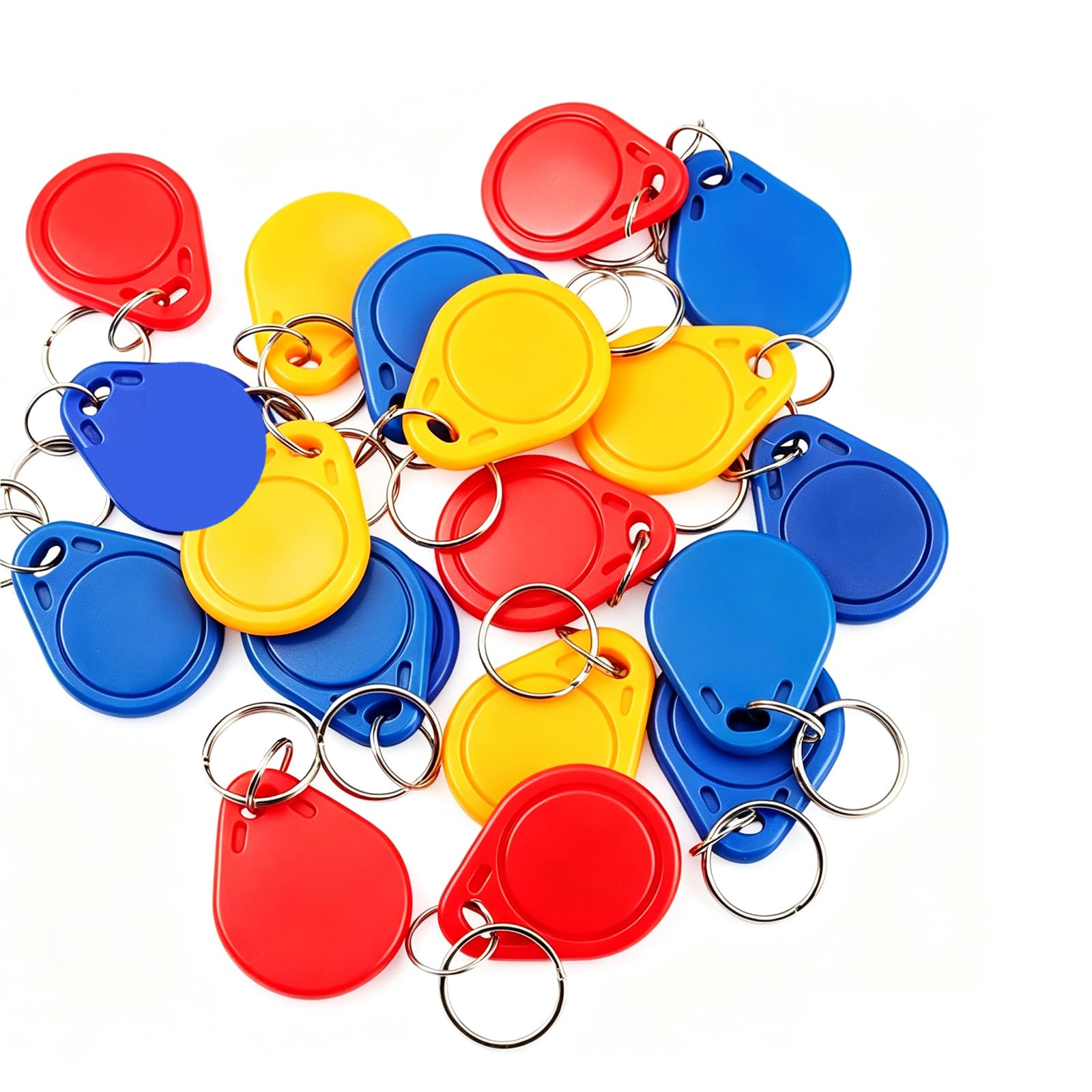 XYBkey RFID 13.56MHz Keychain IC Access Card Proximity Tag for Access Control Systems, 50-Pack, Assorted Colors