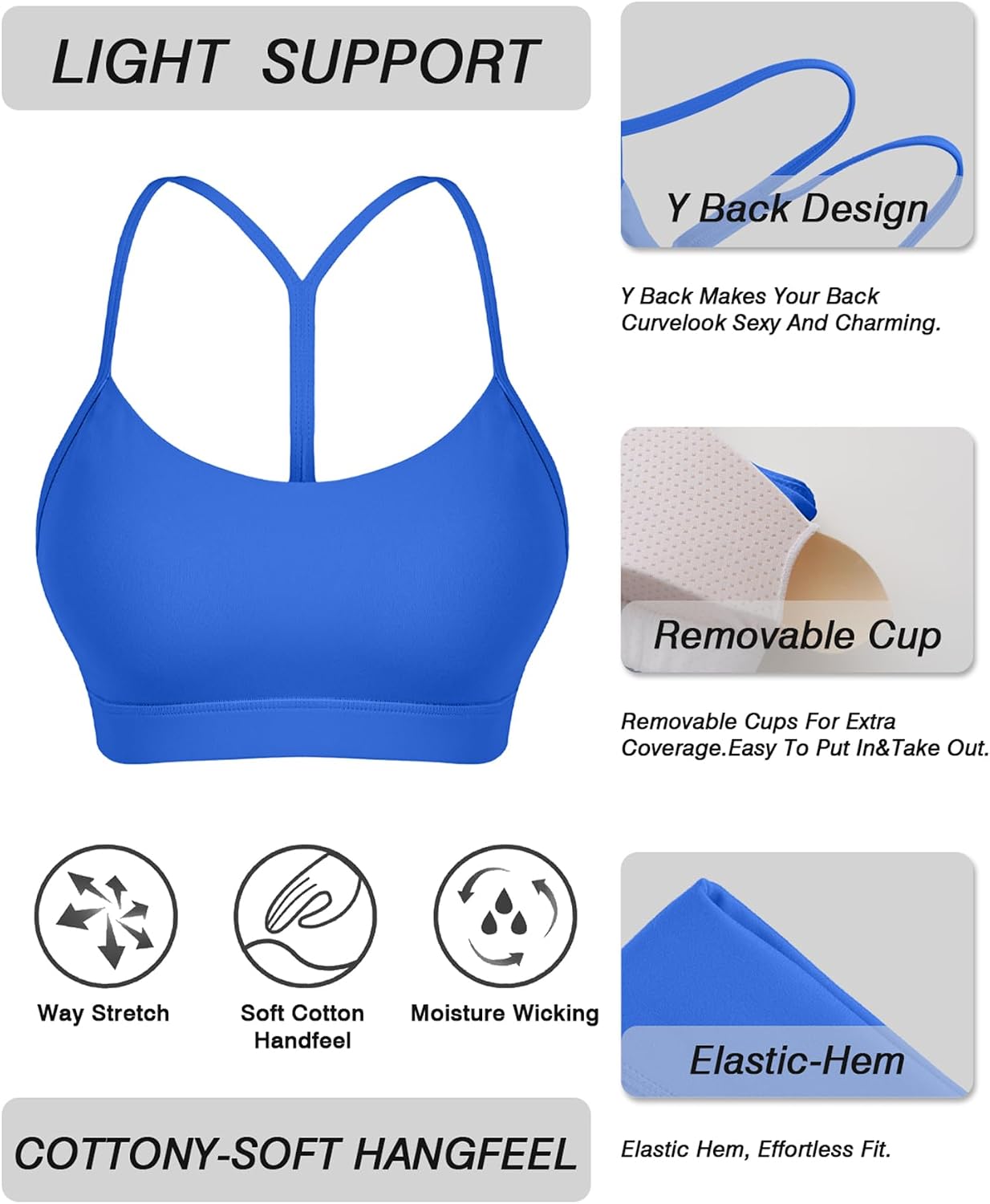 Y Back Sports Bra for Women Racerback Workout Bras Sexy Thin Straps Bras image 3