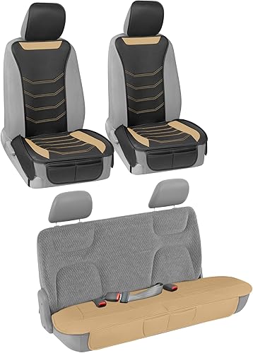 BDK Motor Trend LuxeFit - Juego completo de fundas de asiento de automóvil de piel sintética con asiento trasero, fundas de asiento de alta calidad