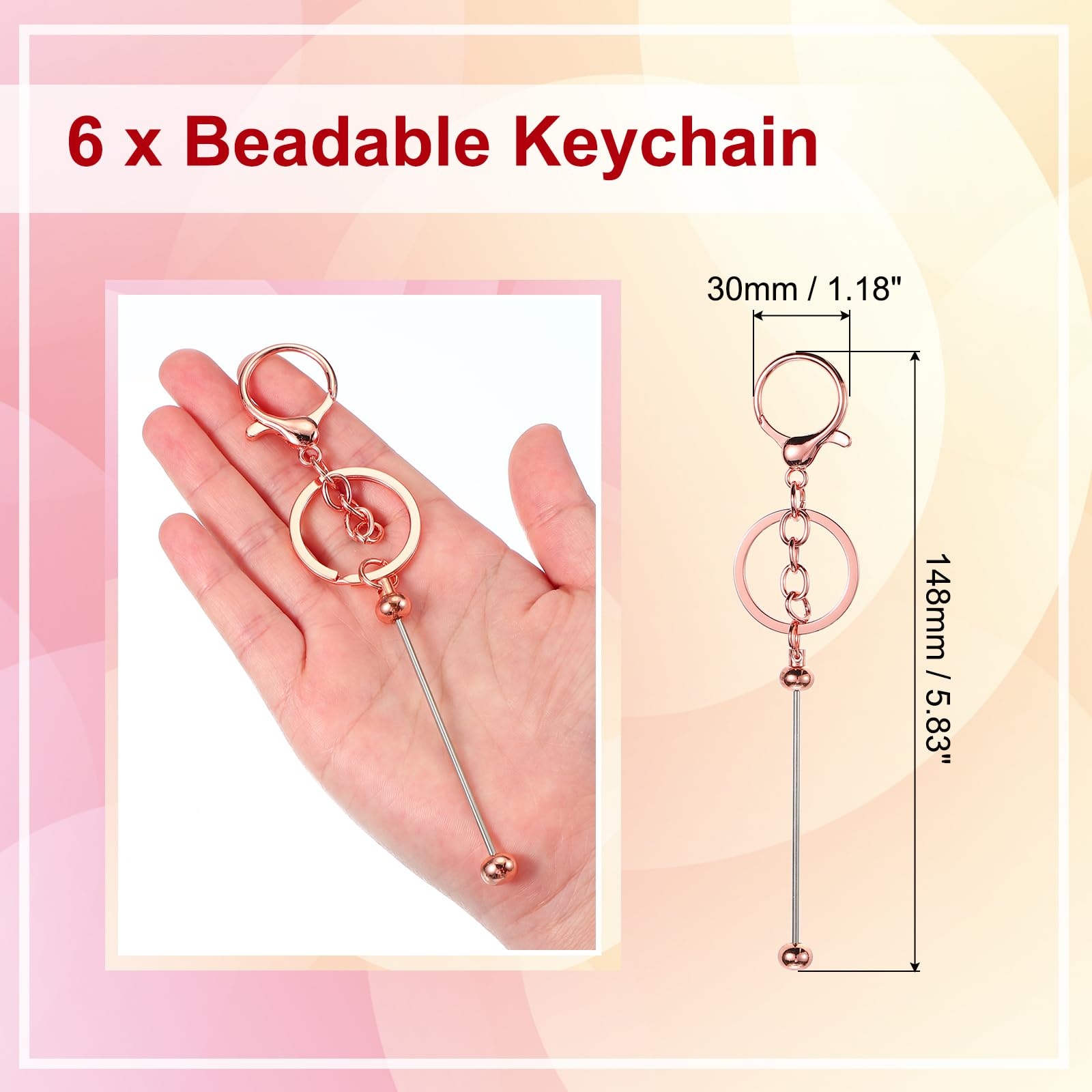 PATIKIL 6 Pcs Beadable Keychains Bars - Image 2