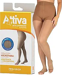 Meia de Compressão Feminina Meia Calça Alta Compressão 20 - 30 Sem Ponteira Natural ATTIVA