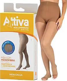Meia de Compressão Feminina Meia Calça Alta Compressão 20 - 30 Sem Ponteira Natural ATTIVA