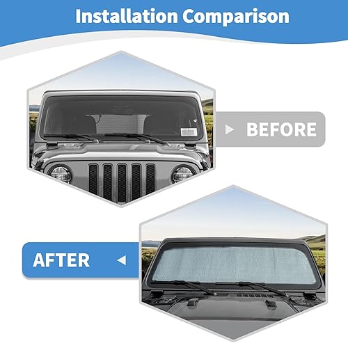 Vista 2 de RT-TCZ Parasol para parabrisas delantero para Jeep JL JLU 2018-Presente para Gladiator JT 2020-Presente Wrangler Gladiator 18+