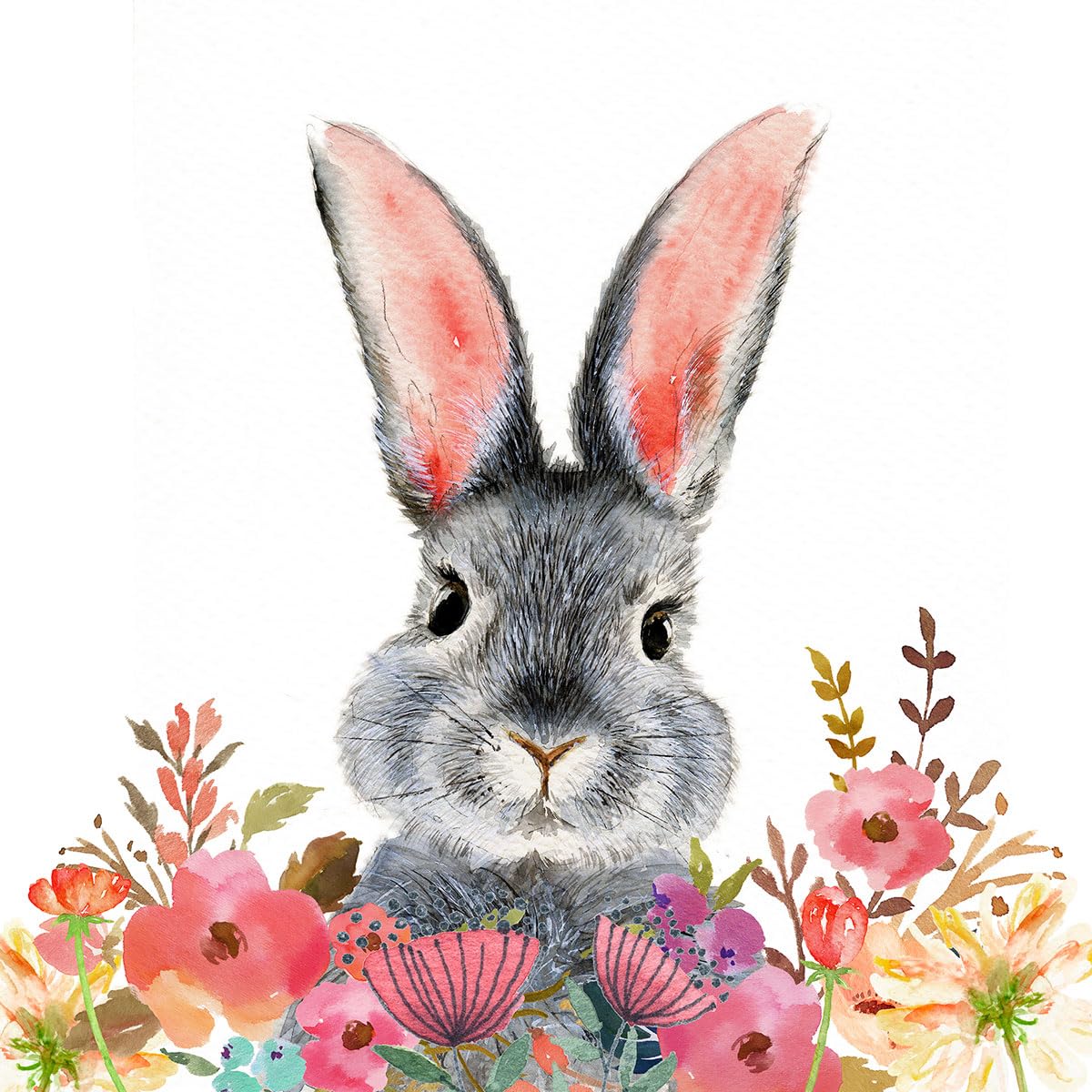 Papier peint panoramique enfants lapin fleurs pour émerveiller les tout-petits