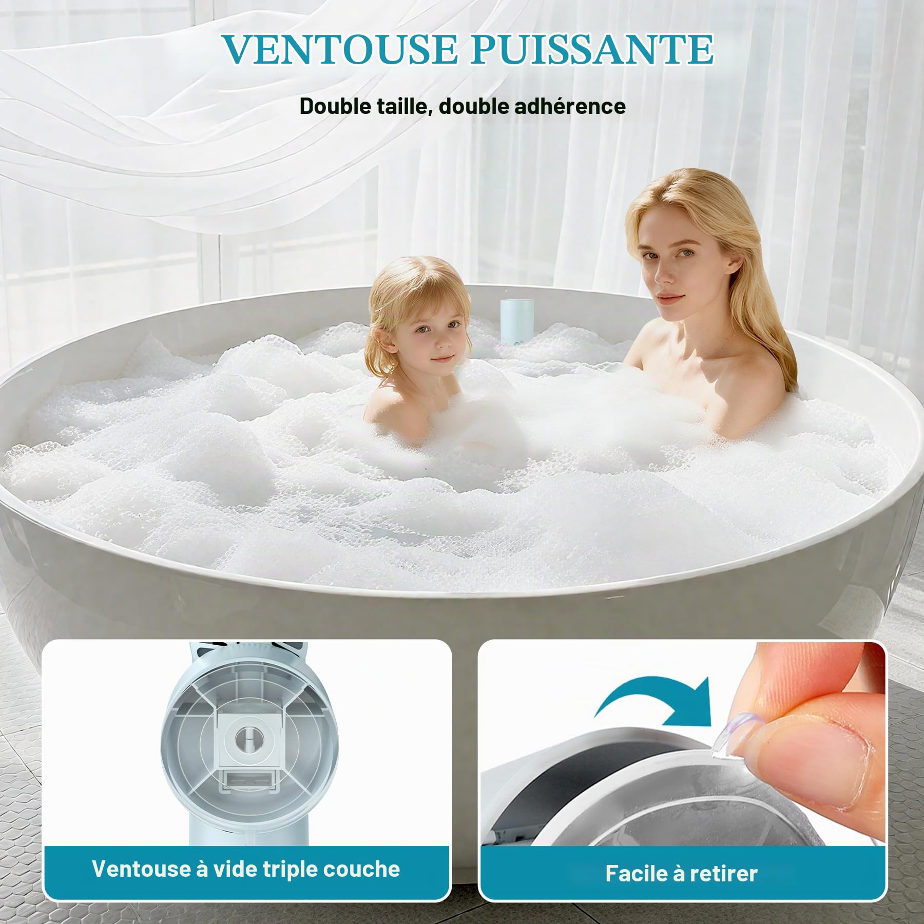 Jet de Bain Spa, Offre une Intensité de Massage de 65 kPa, Accessoire de Baignoire Portable sans Fil à Vitesse Réglable, Jets Massants pour SPA à Domicile, Relaxant (Bleu)