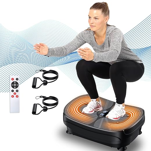 Machine d'exercice à plaque vibrante portable pour le drainage lymphatique, 9 modes automatiques prédéfinis, planche de fitness pour la perte de poids, avec bandes de résistance, 99 niveaux