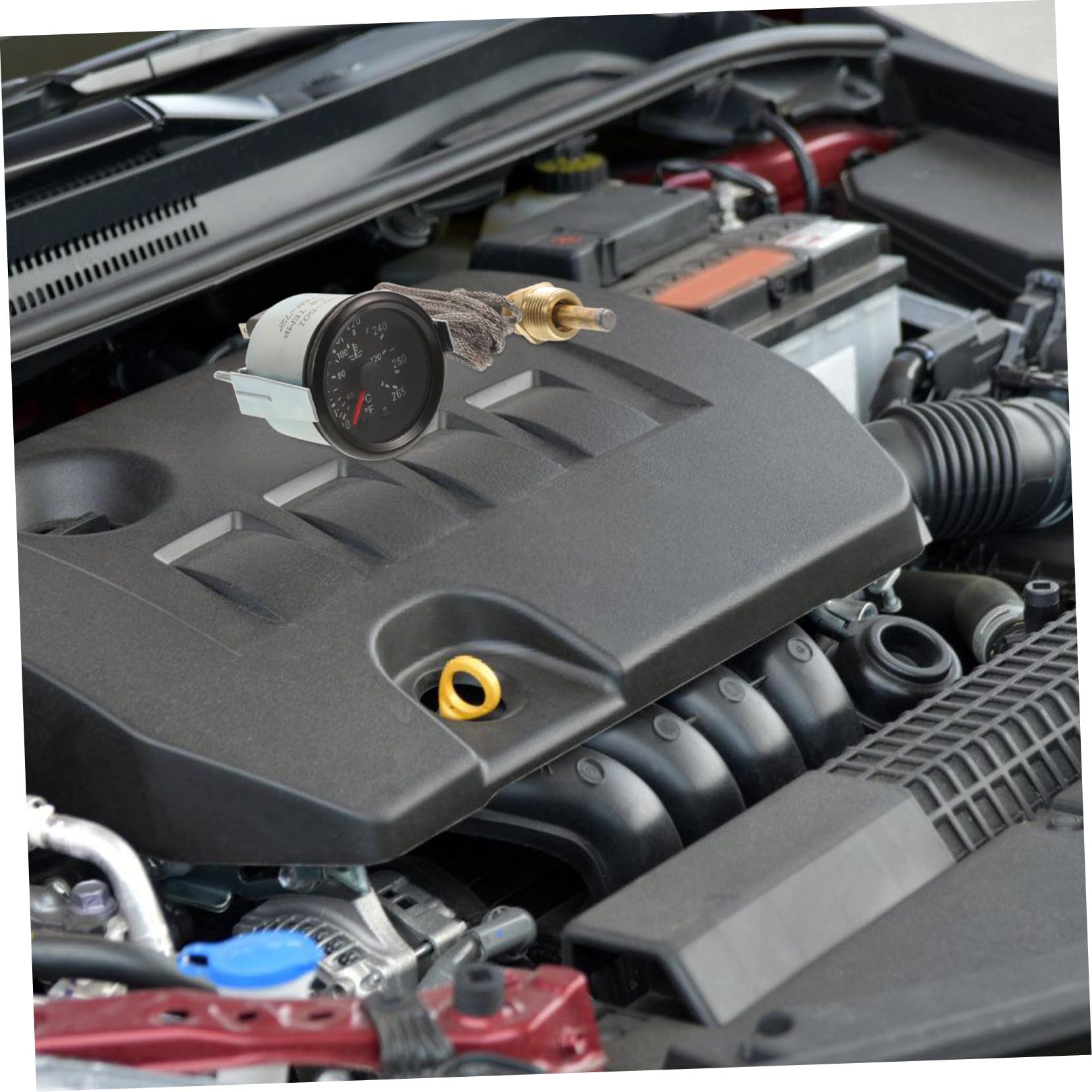 ERINGOGO Misuratore Temperatura Acqua Meccanico 52mm con Sensore Doppia Scala Celsius/fahrenheit per Auto e Barca, Indicatore Temperatura Serbatoio Resistente e Installazione Fai da Te
