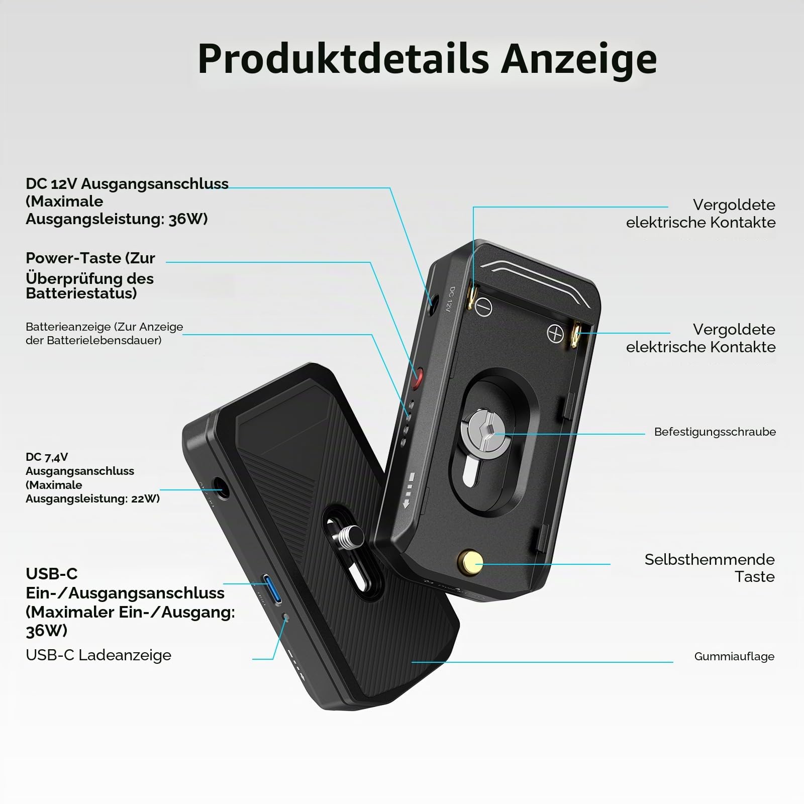 SMALLRIG NP-F Battery Adapter Mount Plate NP-F Akku Adapter Montageplatte für NP-F970, NP-F550, NP-F770, NP-F Akku-Adapterplatte für Sony, für BMPCC 4K, 6K, 6K Pro, für Canon R5 C (Advanced) – 3168B