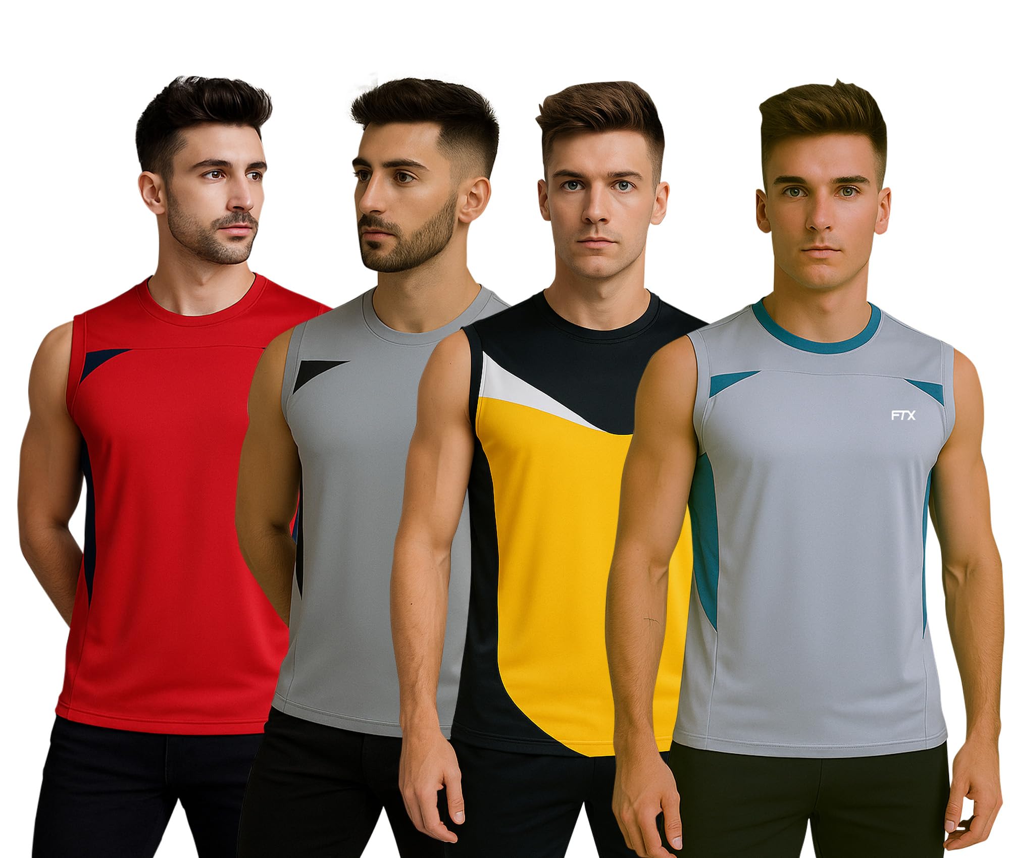 ftx Drifit Colorblock Sleeveless Activewear Sports Tshirt for Men (Pack of 4)-picture-46