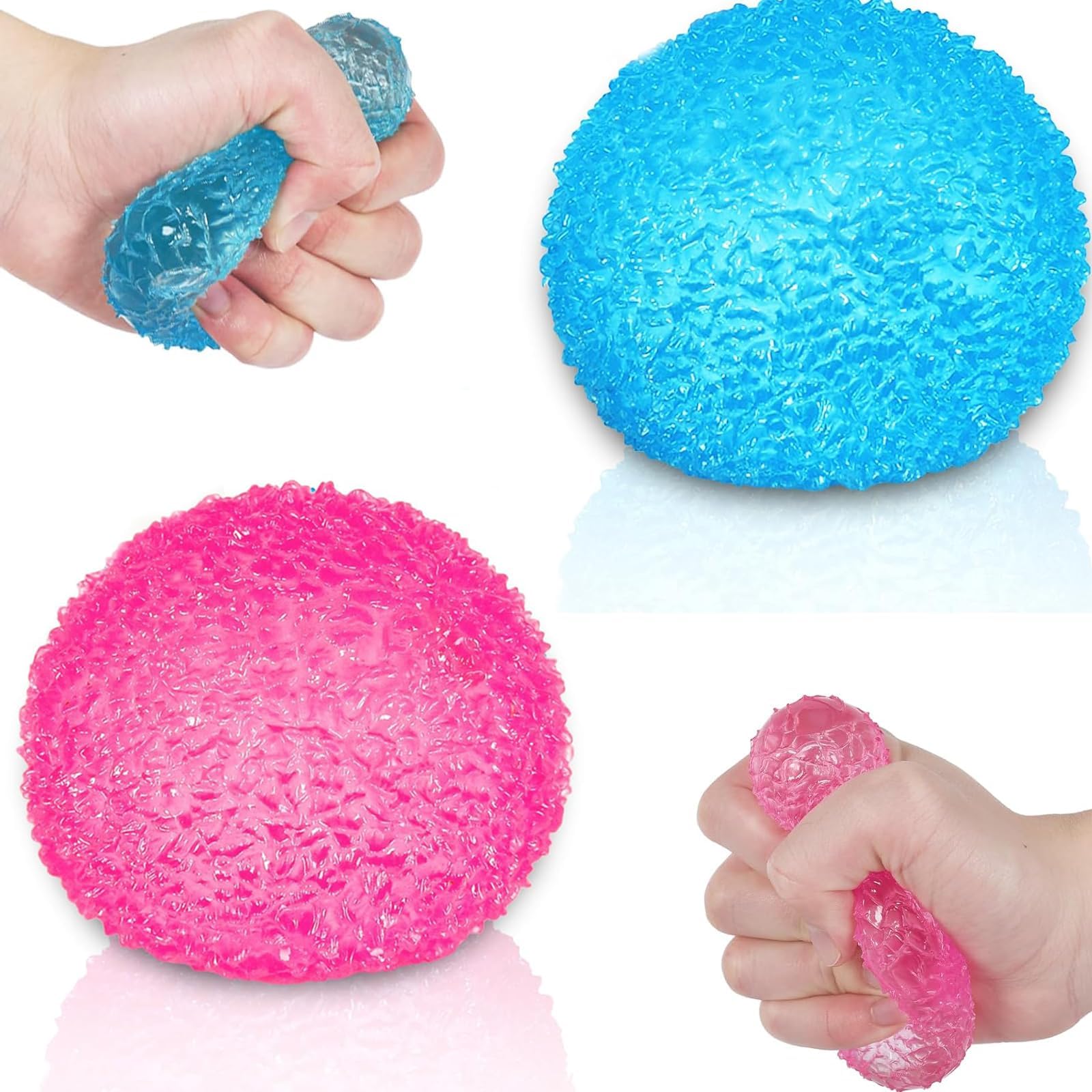 2Pcs Fuzz Ball, Sensory Balls, 4cm Textured Toys for Sensory Stimulation and Anxiety Relief, Red and Blue Colour Set