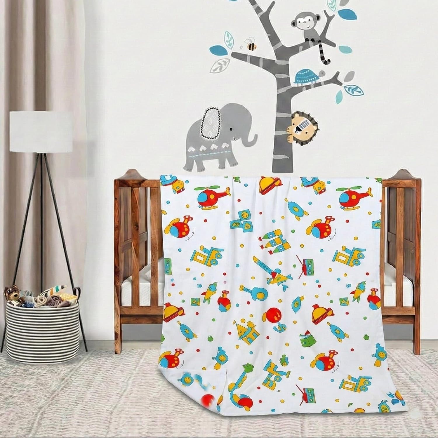 Trance Home Linen® Pure Malmal Cotton Multipurpose Baby Dohar | 3-Layered Baby Swaddle | Soft -Lightweight Baby Blanket | ...