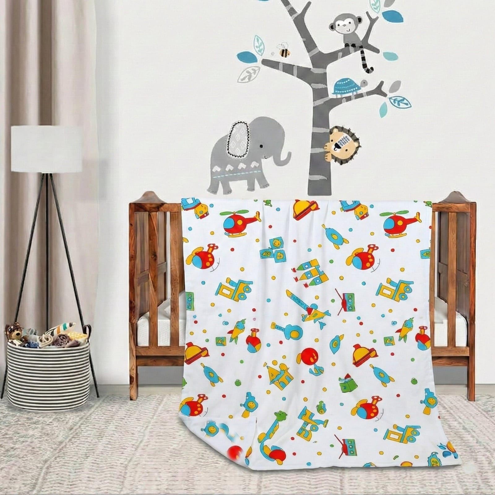 Trance Home Linen® Pure Malmal Cotton Multipurpose Baby Dohar | 3-Layered Baby Swaddle | Soft -Lightweight Baby Blanket | Crib Blanket (Age : 0-2 Year - 140cm x 100 cm-Alphabets with Dolls)-image-49