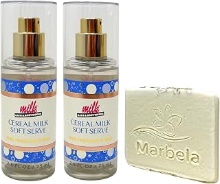 Bath & Body Works Cereal Milk Soft Serve Set Of 2 Fragrance Mists with a Natural Oats Sample Soap - Travel Size