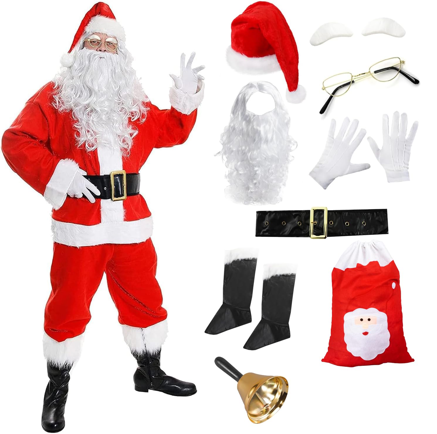 I LOVE FANCY DRESS 12 STÜCK WEIHNACHTSANZUG | VATER WEIHNACHTSKOSTÜM + ZUBEHÖR - XLARGE