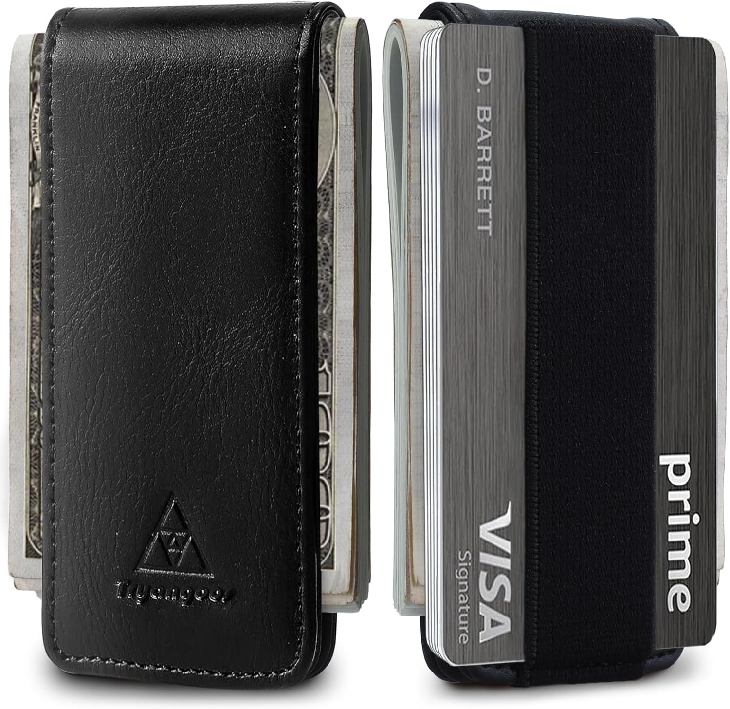 Magnetic Money Clip for Men Leather Money Clip with elastic band Slim Money Clip Holds 5 credit card and10 Bills-image-11