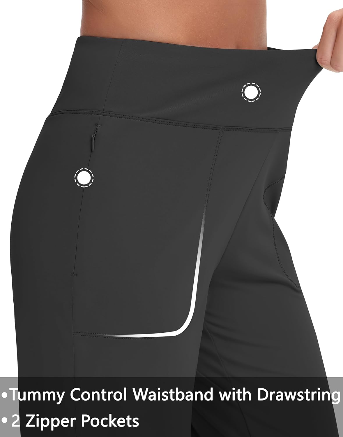 Capri Pants for Women - Cropped Wide Leg Yoga Pant with Zipper Pockets Tummy Control Loose Casual Summer - Image 3