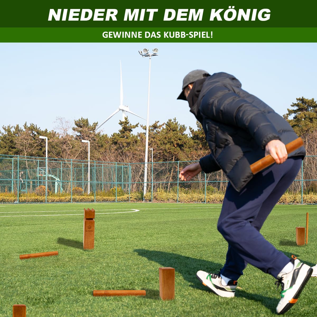 SunNordic Kubb Wikinger Wurfspiel, Schwedisches Schachspiel Aus Hochwertigem Gummibaumholz, Inklusive Tragetasche Aus Segeltuch Und Spielanleitung – Robustes Kubb Yard-Spiel FüR Kinder Und Erwachsene