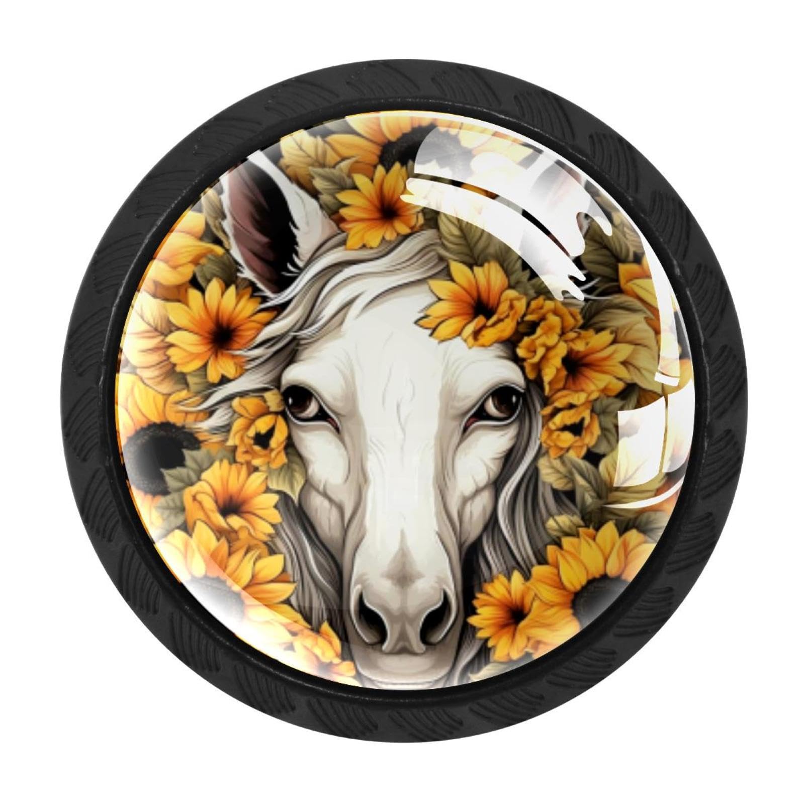 CHENZZZZ Unicorn Skull Sunflower Cabinet Knobs 4 Pieces Drawer Kitchen Cabinets Dresser Cupboard Wardrobe Unique Pulls Handles