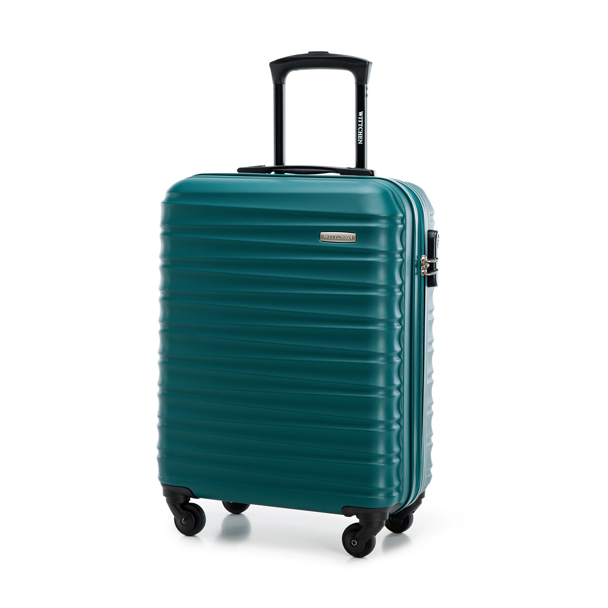 WITTCHEN Maleta Grande Trolley ABS rígido para facturación con 4 Ruedas giratorias Cerradura de combinación asa telescópica Groove Line Negro Ryanair/Vueling/Iberia/easyJet/Iberia Express — view 53