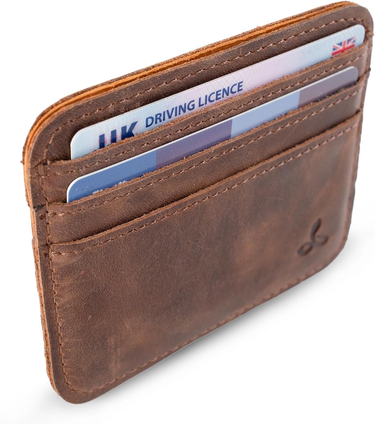 Snakehive - Card Wallet for Men and Women - Minimalist Style Genuine Leather Slim Card Holder Handmade in Europe (Brown)
