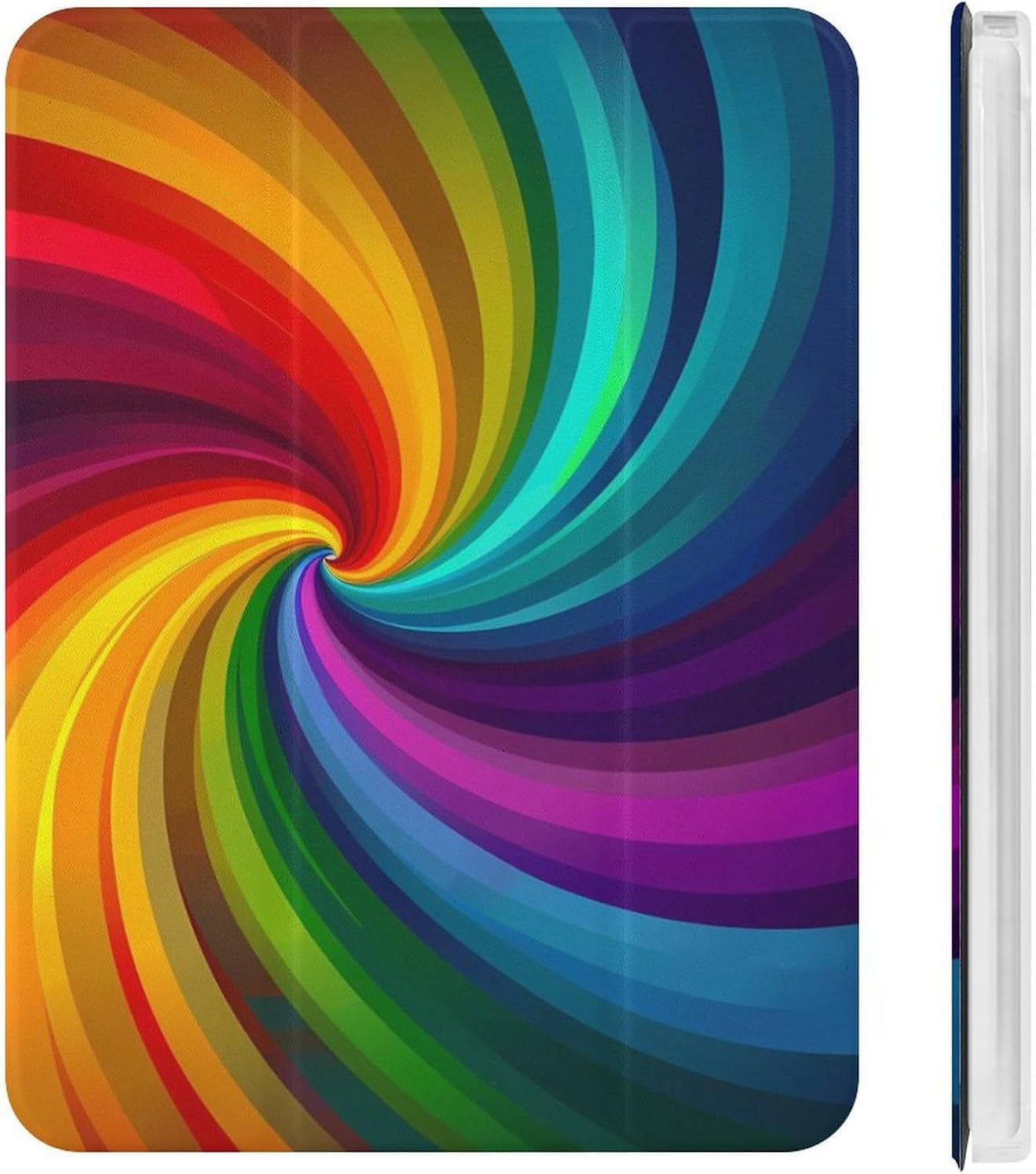 Vortex Swirling Colorful Rainbow Cute Case Compatible for Mini6（8.3in） Trifold Tablet Protective Cover with Pencil Holder