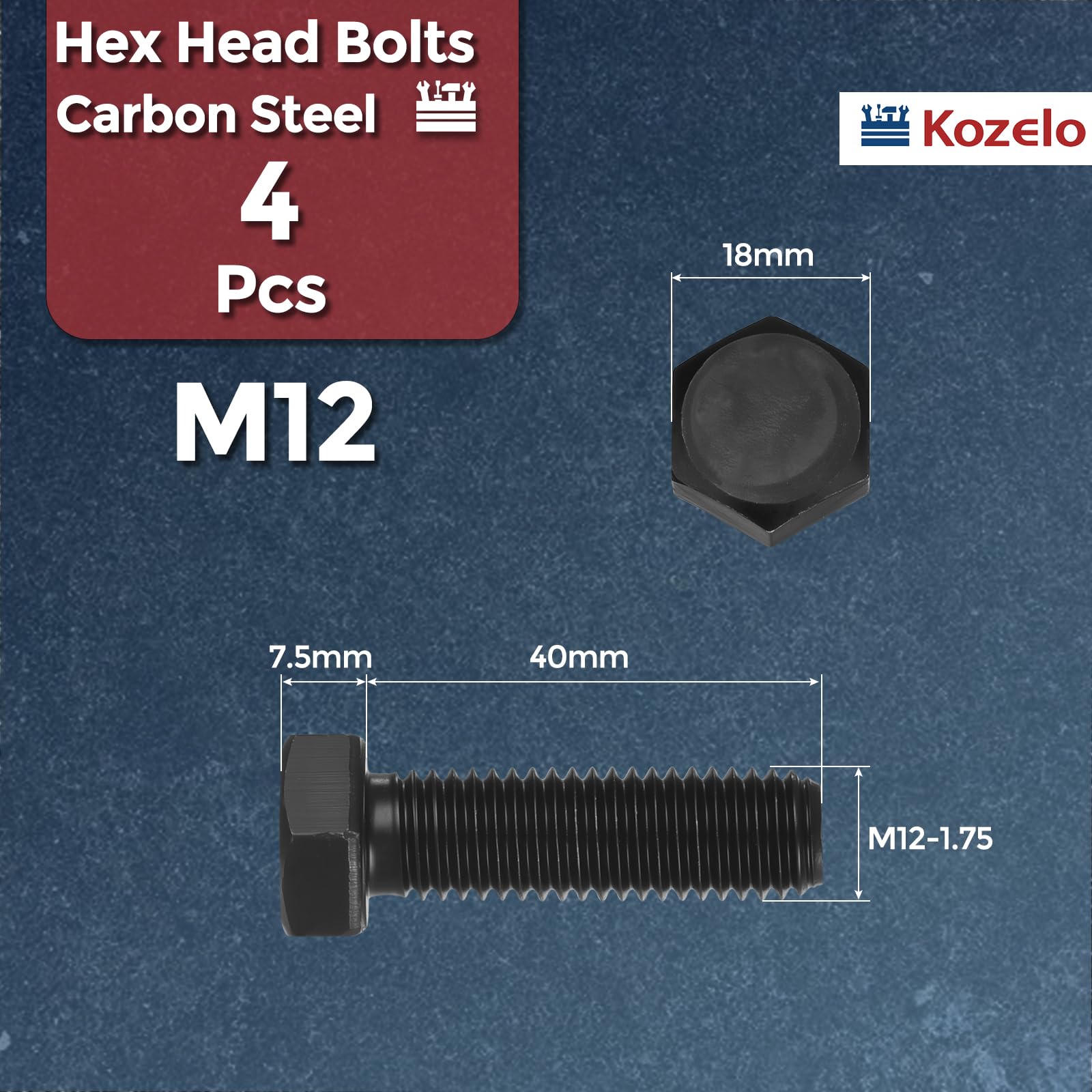Kozelo 4 Pcs Hex Head Screws Bolts - Image 2