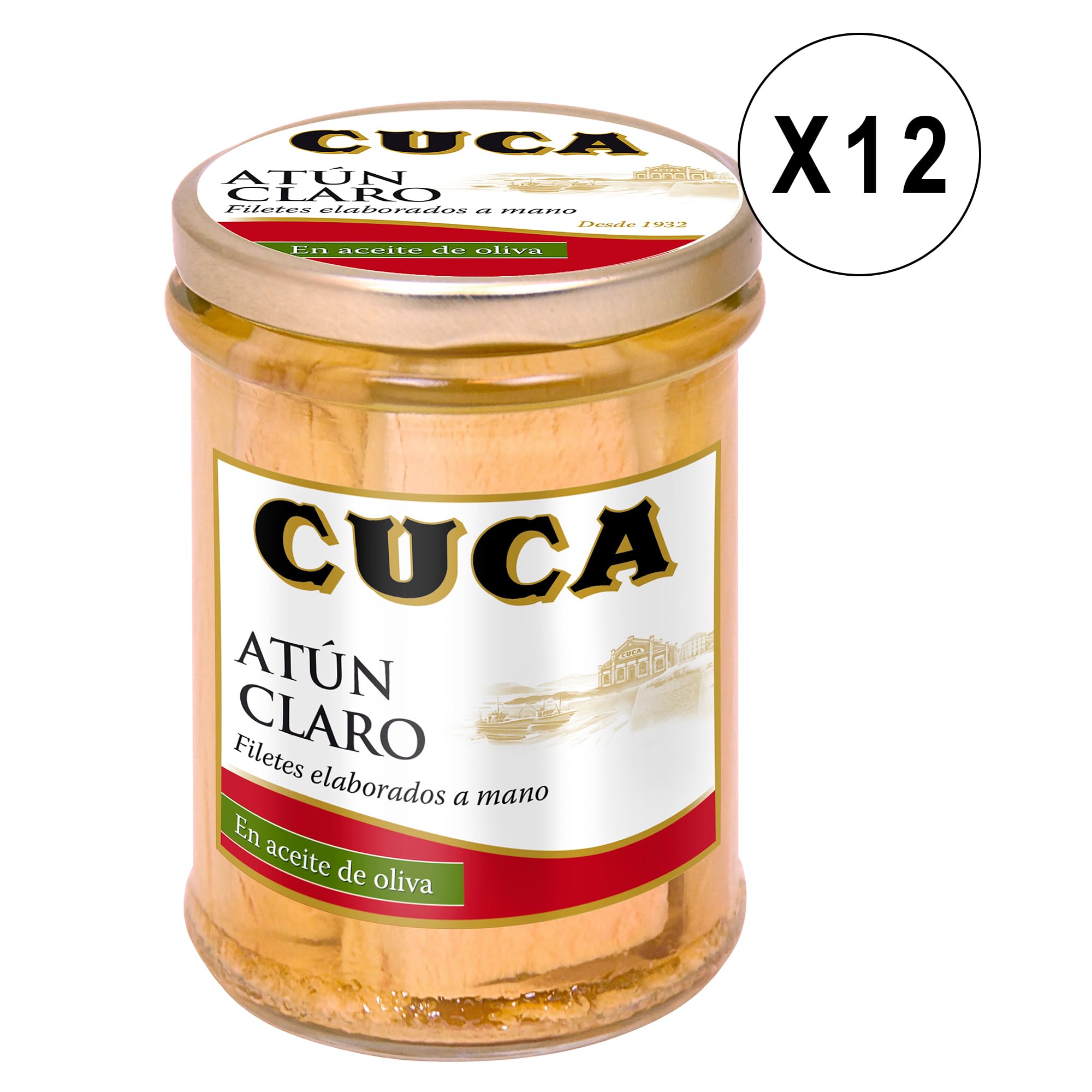 Cuca Filetes de atún claro en aceite de oliva, 12 tarros de 180gr