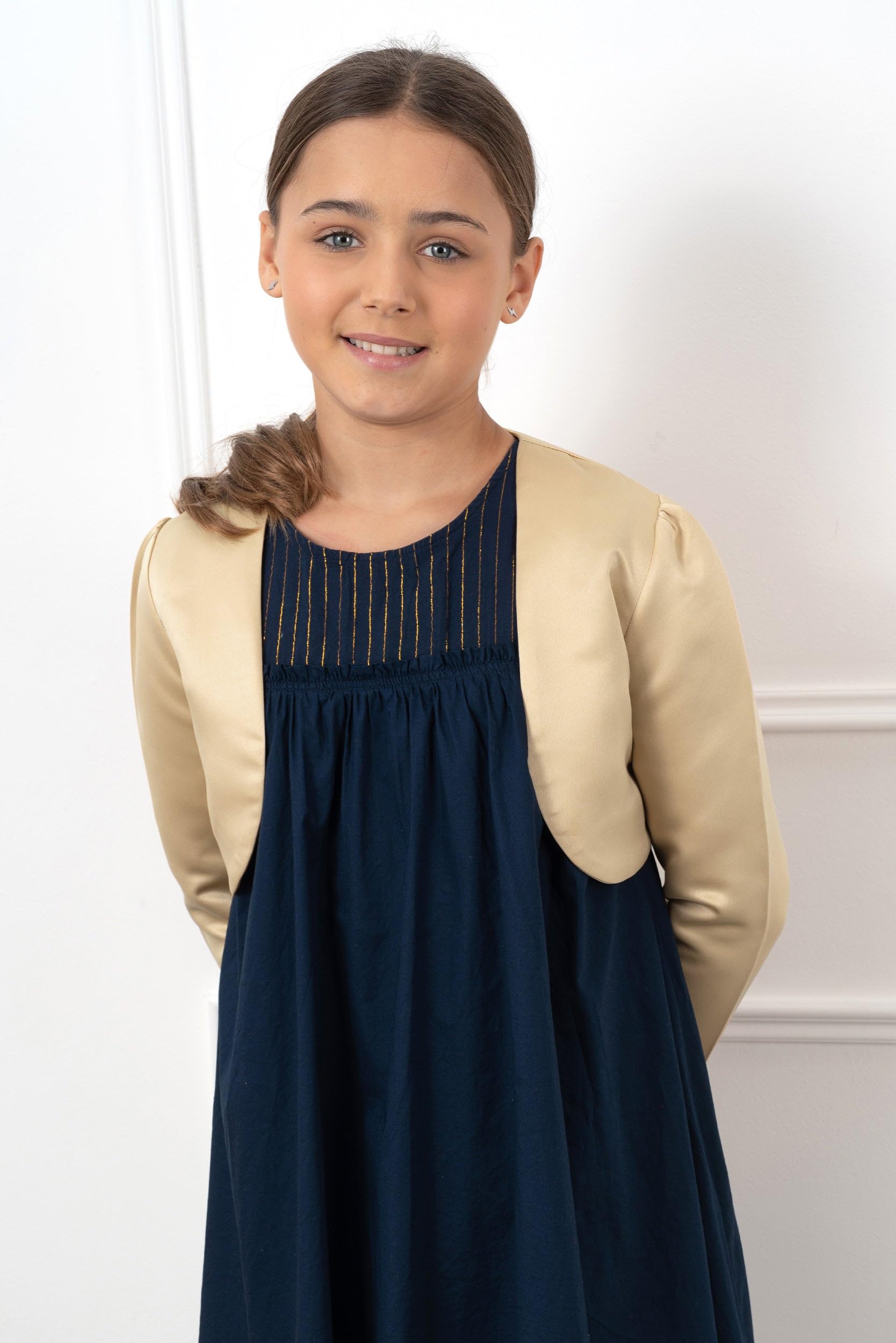 Bolerose Boléro en Satin à Manches Longues pour Fille Enfant