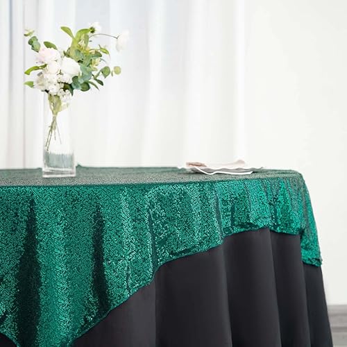 Miniatura 2 de Efavormart - Mantel cuadrado de lentejuelas verde esmeralda para bodas, fiestas, eventos, banquetes, 60 x 60 pulgadas