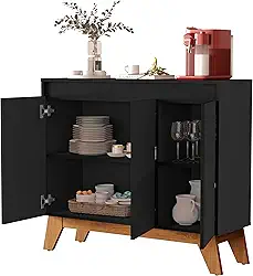 Buffet Cancun 3 Portas Aparador Balcão Cantinho Do Café Para Sala De Estar (Preto)