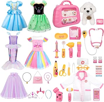 Meland Princess Dress Up with Doctor Toys for Girls, Toys for Girls Age 3-8 Year Old