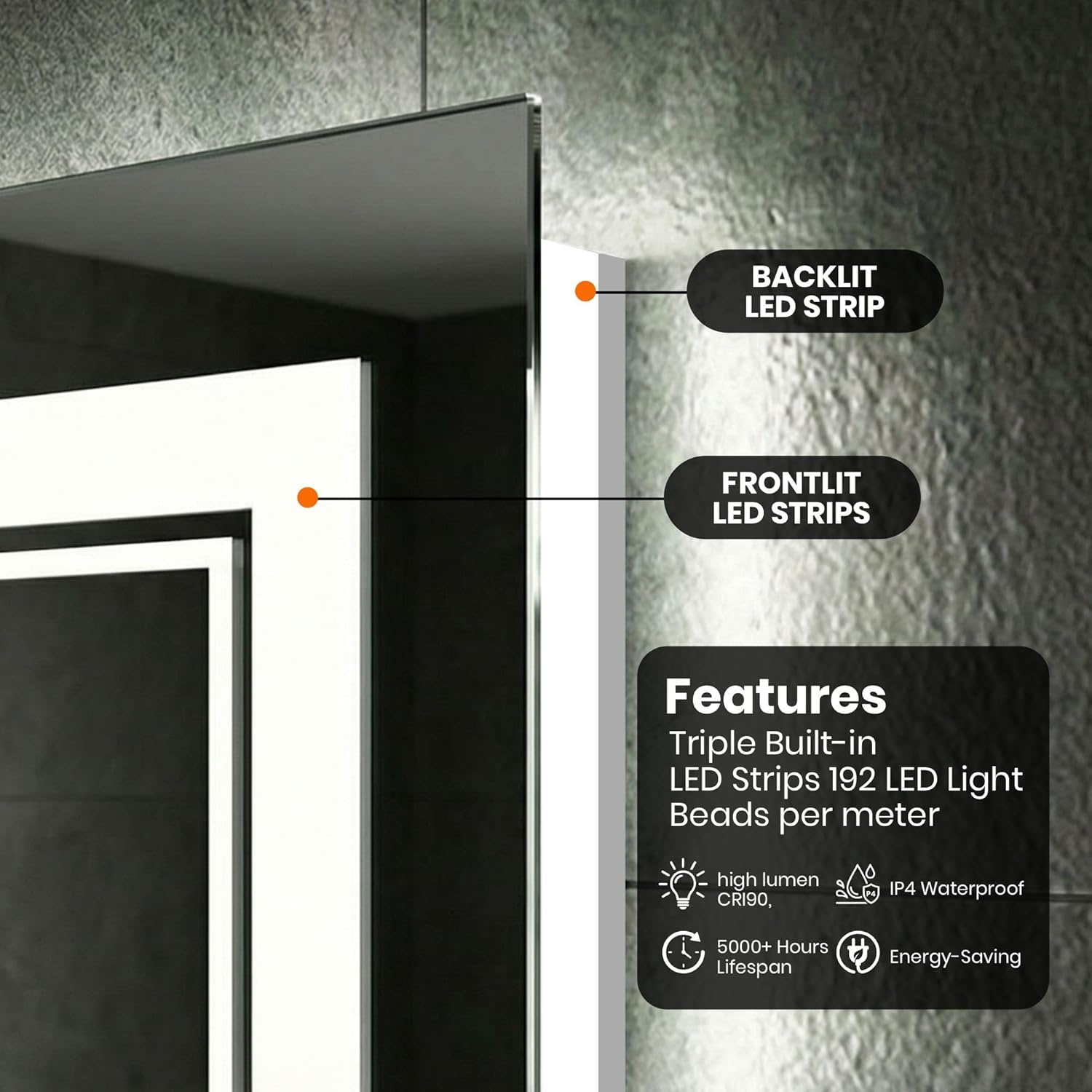 36 x 36 LED Bathroom Mirror with Lights, Lighted Bathroom Vanity Mirror for Wall,Frontlit & Backlit, Anti-Fog, Shatterproof, 3 Adjustable Color Temperatures & Memory Function (36X36)